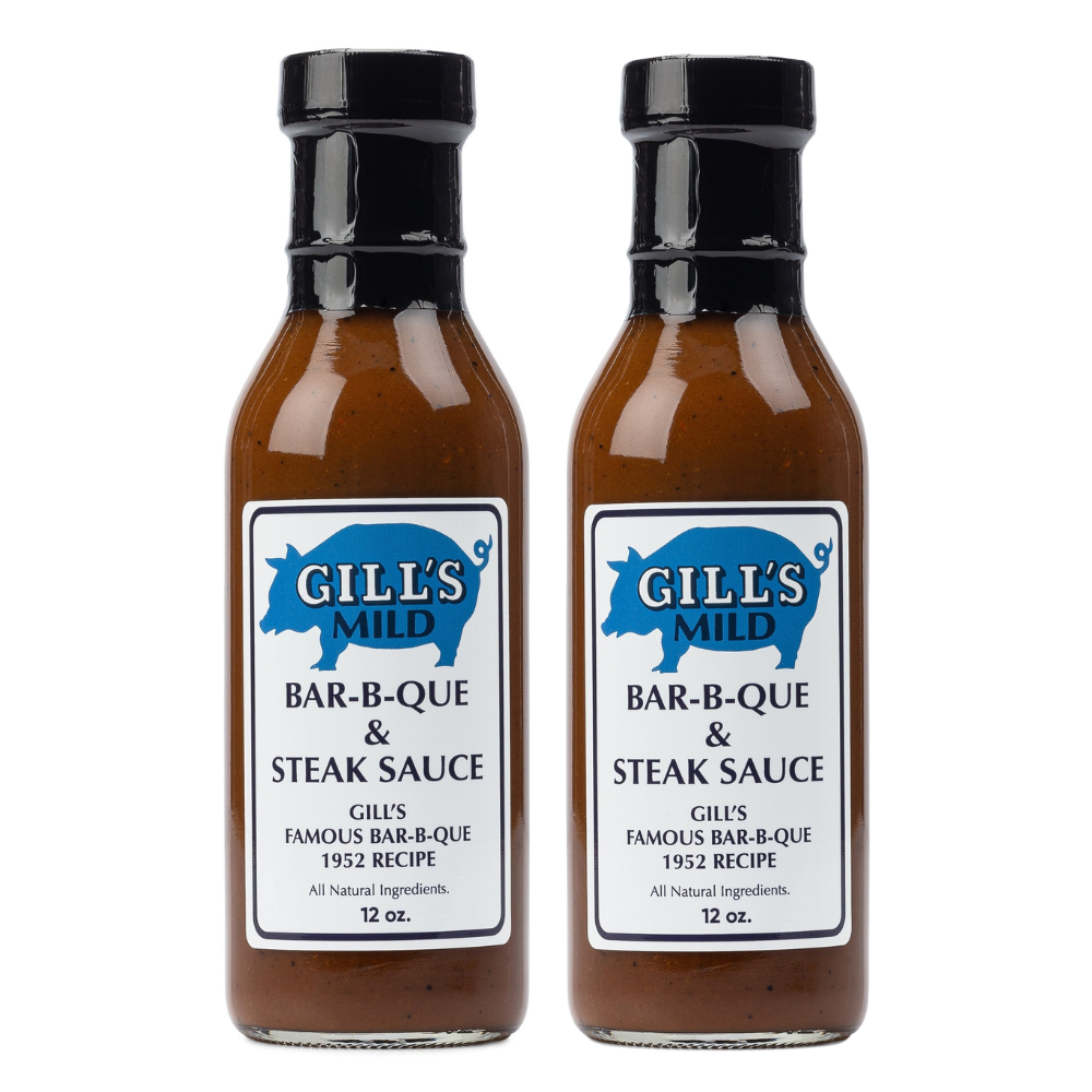 GILL’S BBQ Mild Bar-B-Que & Steak Sauce – 2-Pack (12oz Glass Bottles)