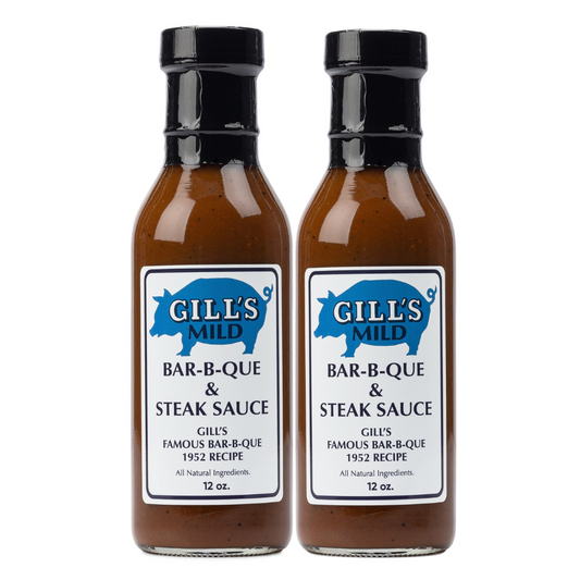 GILL’S BBQ Mild Bar-B-Que & Steak Sauce – 2-Pack (12oz Glass Bottles)