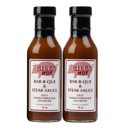 GILL’S BBQ HOT Bar-B-Que & Steak Sauce – 2-Pack (12oz Glass Bottles)
